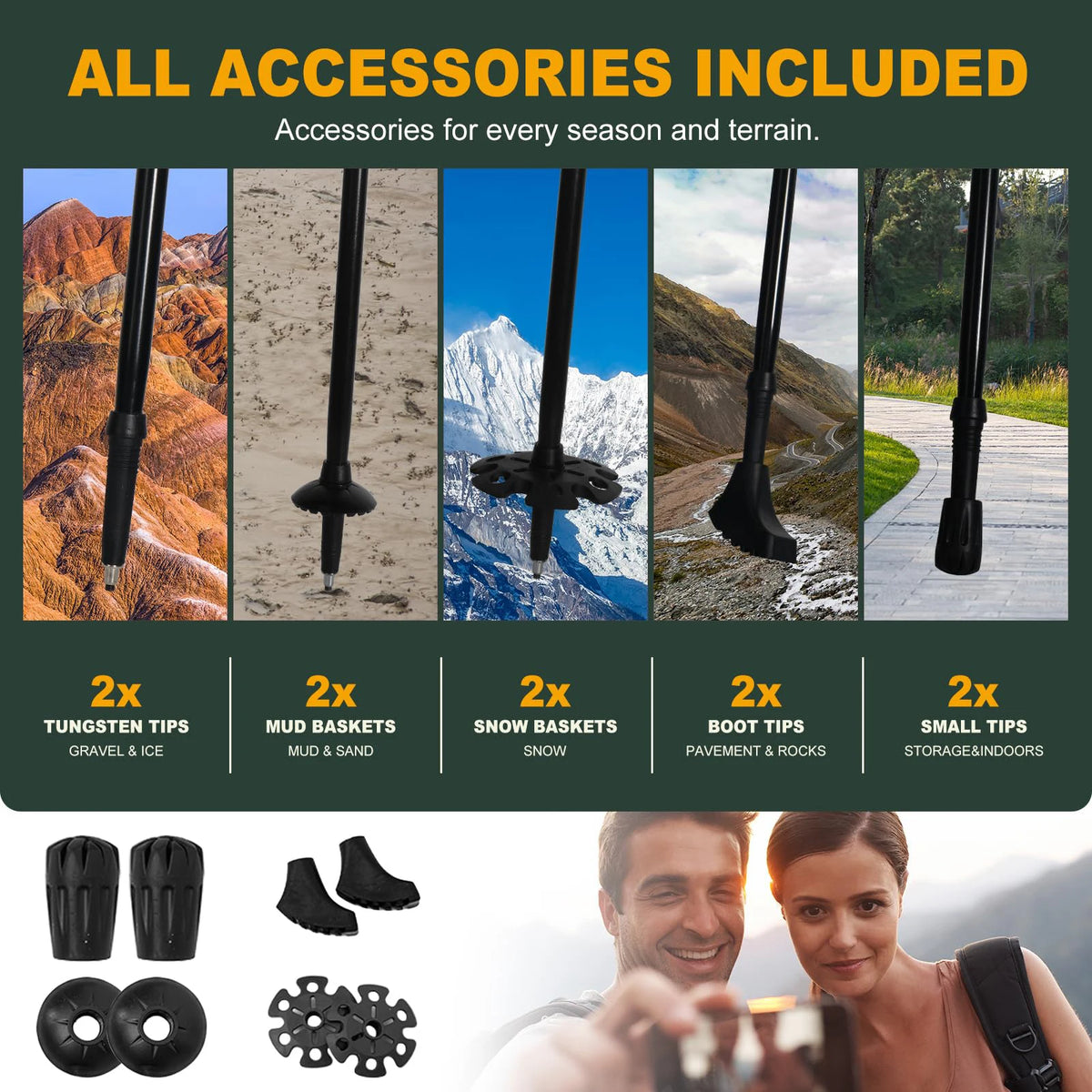 Hiking Trekking Poles – 5‑Joint Aluminum Shaft