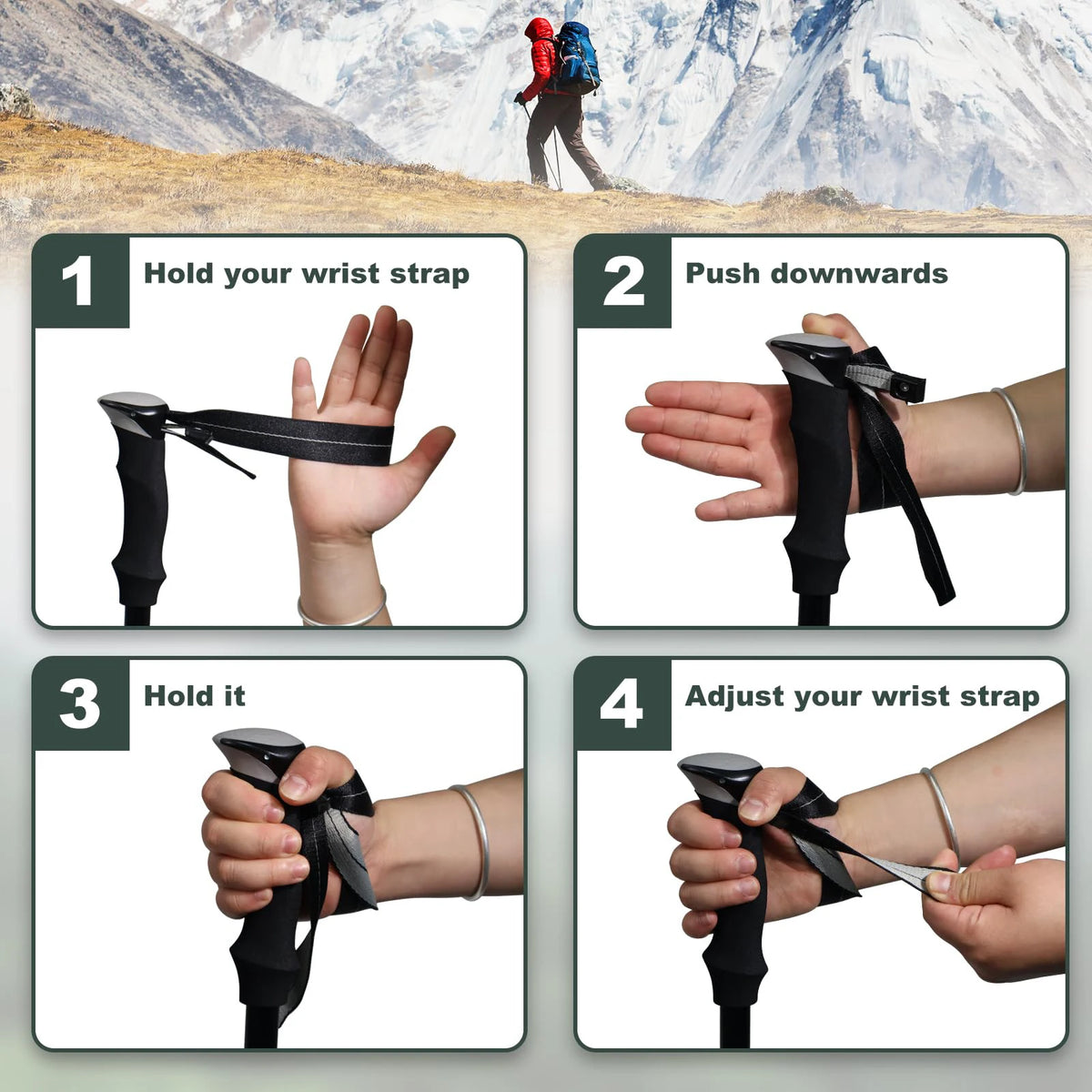 Hiking Trekking Poles – 5‑Joint Aluminum Shaft