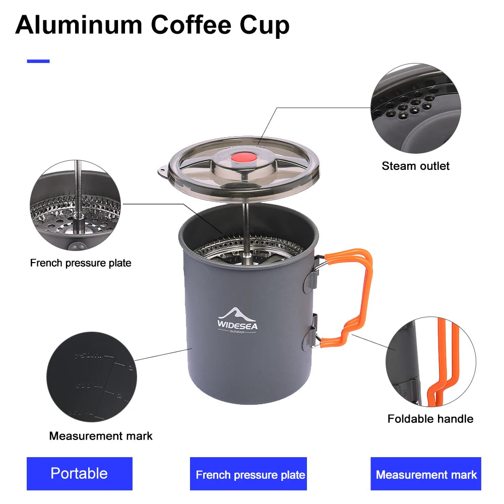 Widesea Camping Coffee Pot with French Press Mug