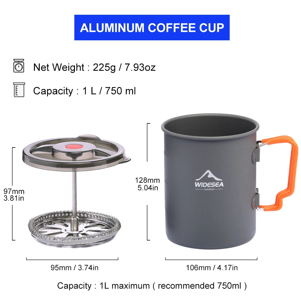 Widesea Camping Coffee Pot with French Press Mug