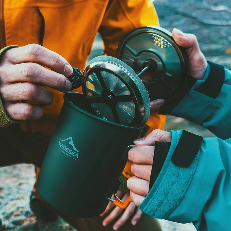 Widesea Camping Coffee Pot with French Press Mug