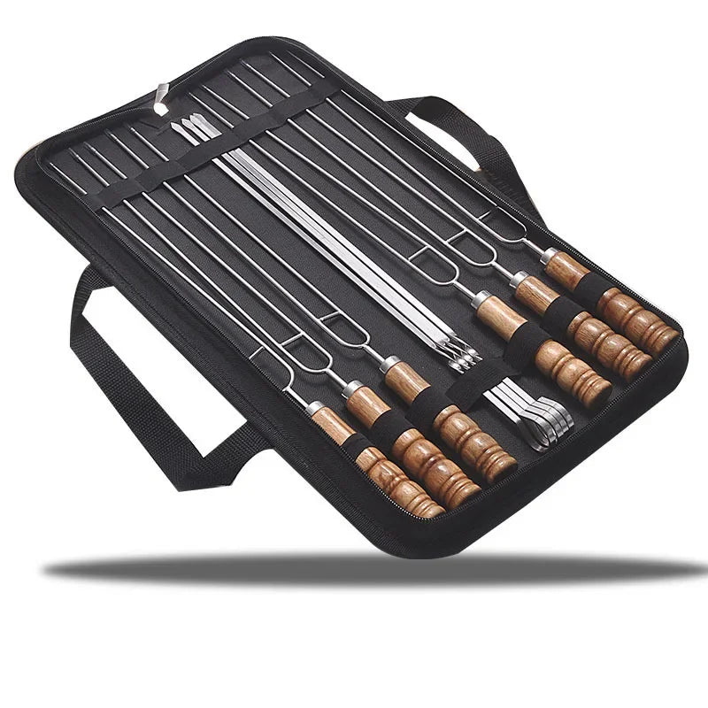 10 PCS/Set Stainless Steel BBQ Skewers Set
