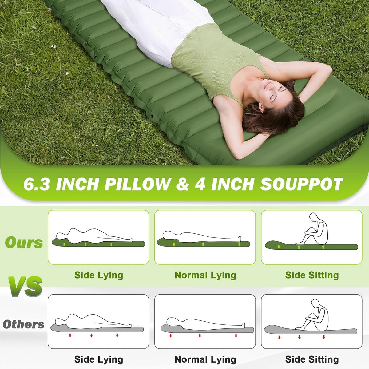 Extra Thick 4 Inch Camping Sleeping Pad