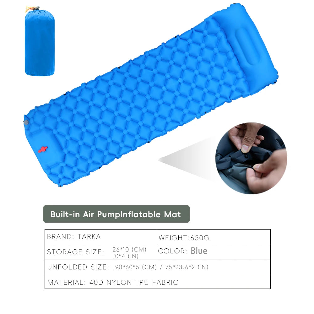 TARKA Inflatable Camping Mat with Pillow