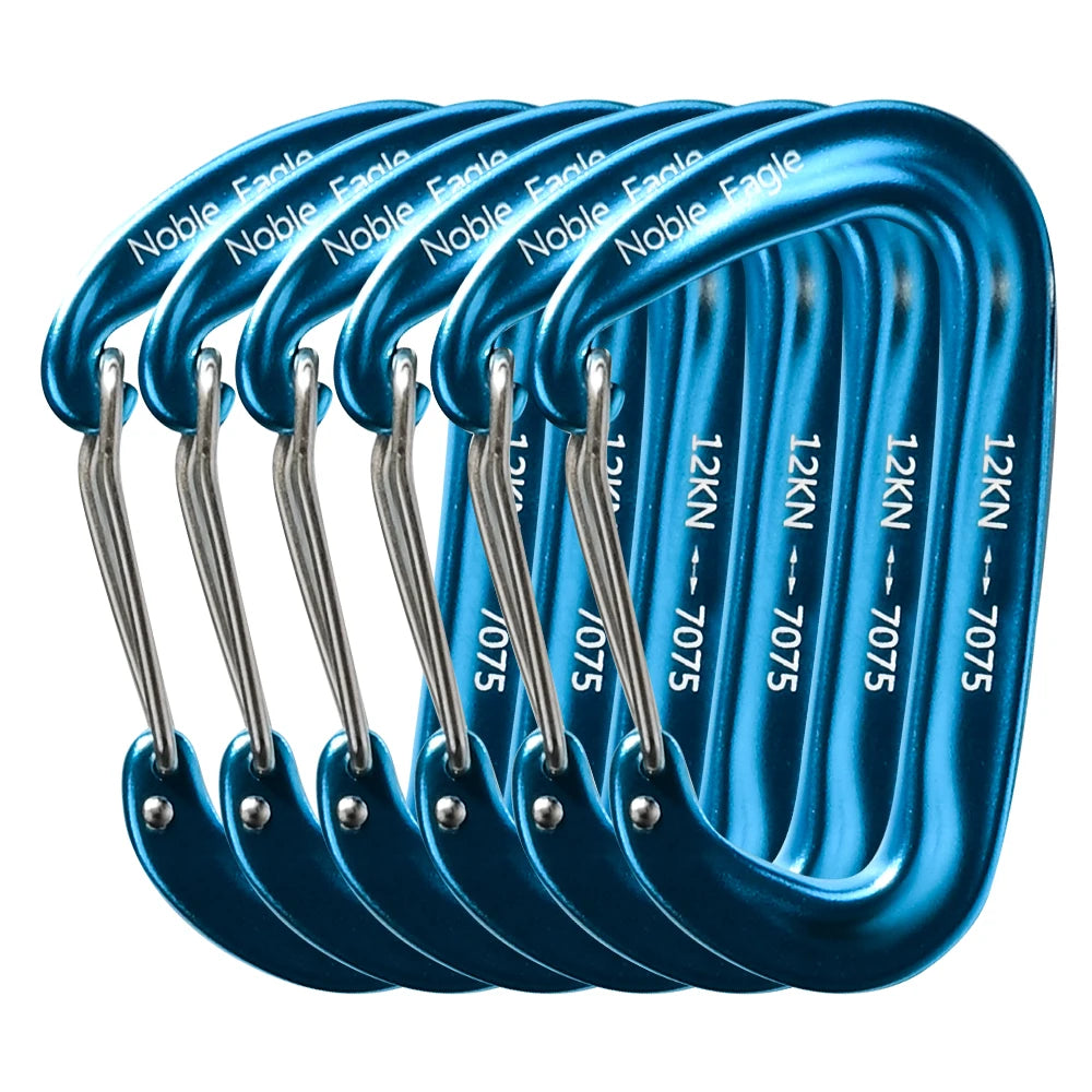 6Pcs 12kN Aluminum Carabiner Set – Heavy Duty D-Ring Clips for Camping, Hiking & Hammocks