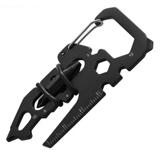 Steel Pocket Multi Tool Survival Gadget – Keychain Bottle Opener, Screwdriver, Cutter & Measuring Scale