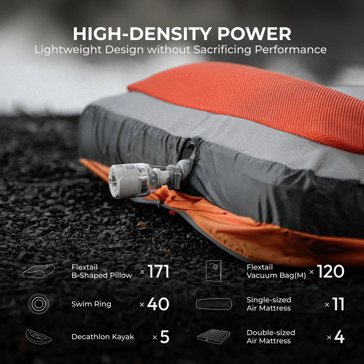 FLEXTAIL Tiny Pump 3X – Ultra-Light Air Pump & 5-Mode Camping Light