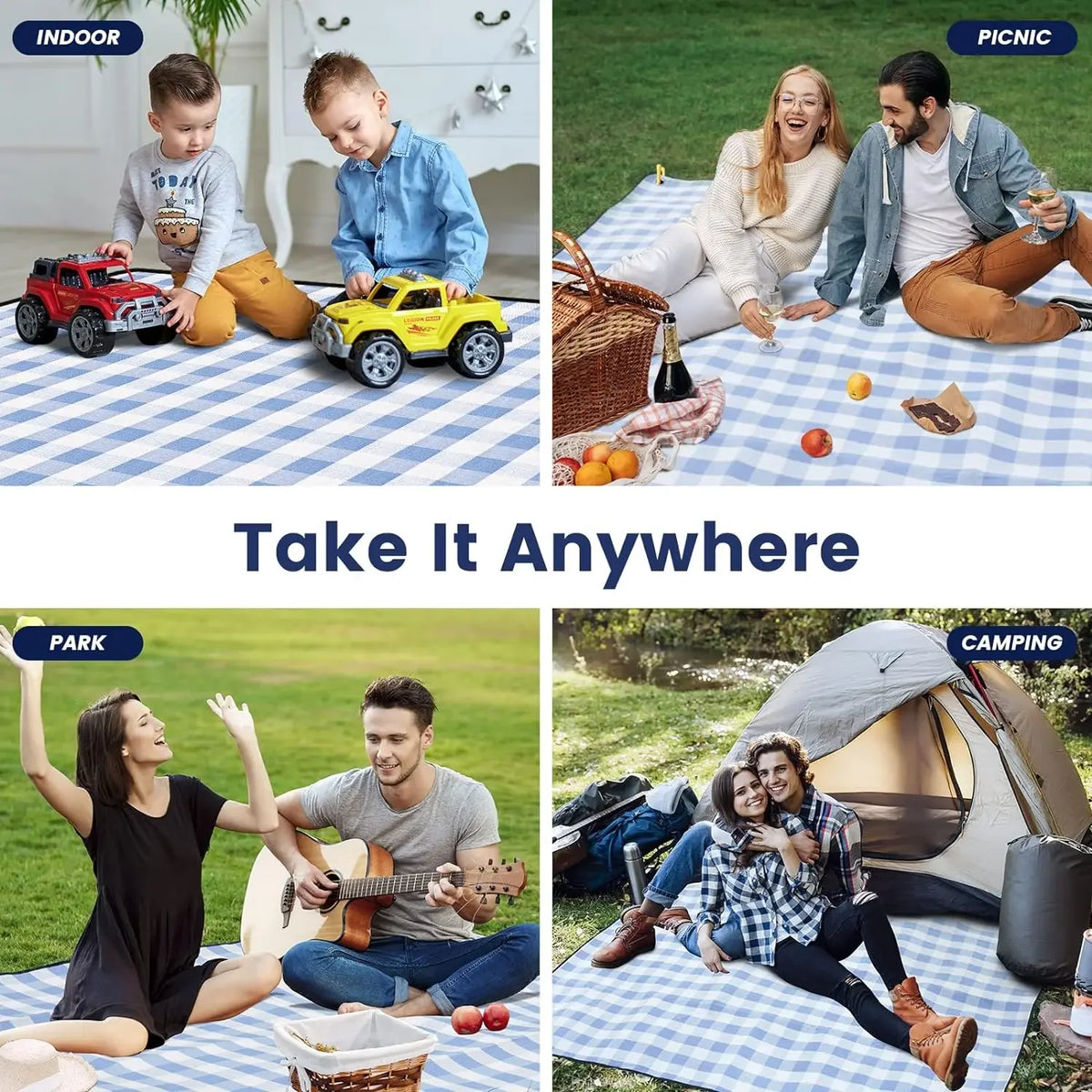 Waterproof Foldable Picnic Blanket – Large Mat for 8 Adults, Camping, Park, Grass & Indoor Use