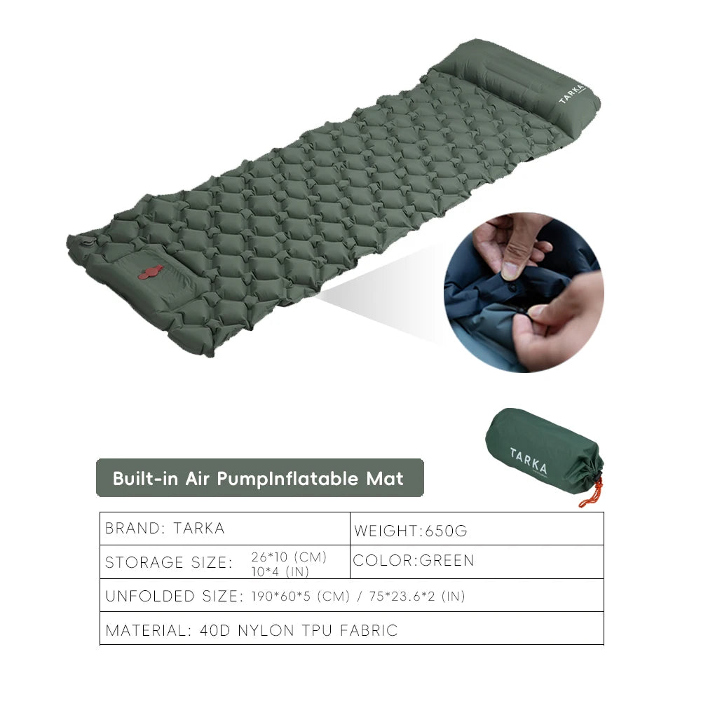 TARKA Inflatable Camping Mat with Pillow