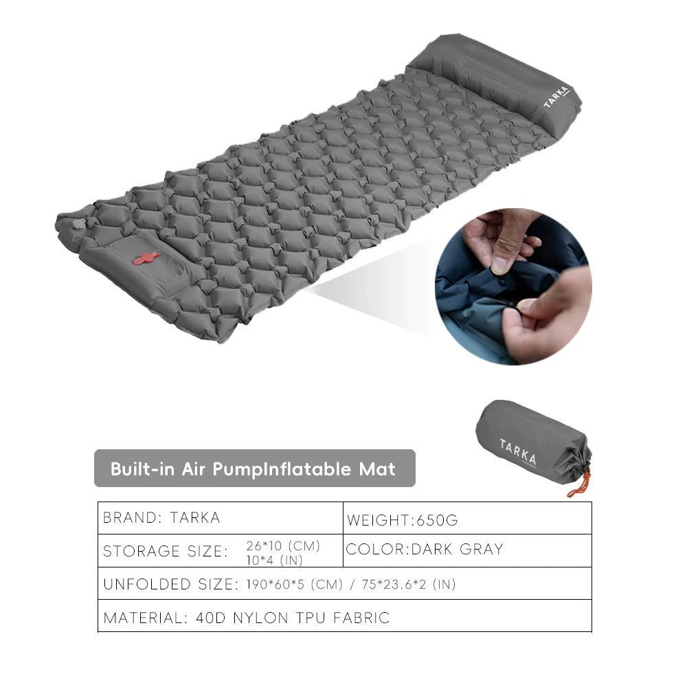 TARKA Inflatable Camping Mat with Pillow