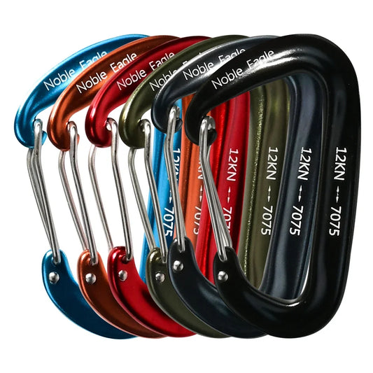 6Pcs 12kN Aluminum Carabiner Set – Heavy Duty D-Ring Clips for Camping, Hiking & Hammocks