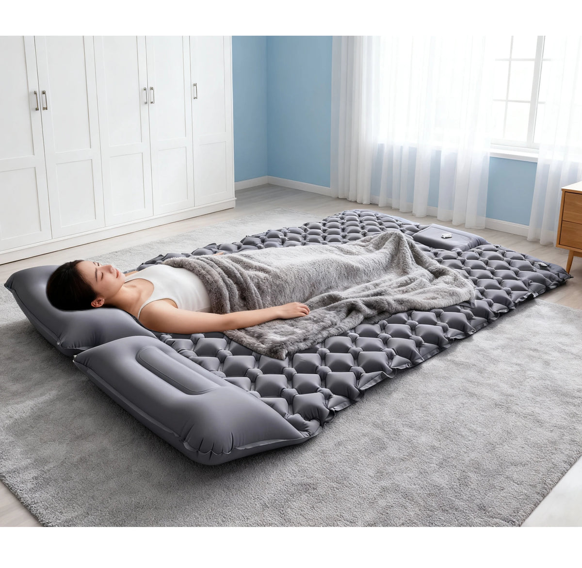 Compact Folding Bed – Double Inflatable Mattress