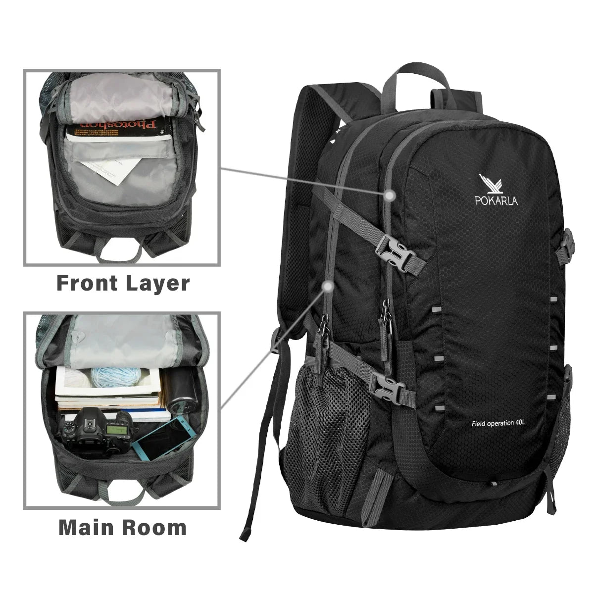 Pokarla 40L Waterproof Packable Hiking Backpack