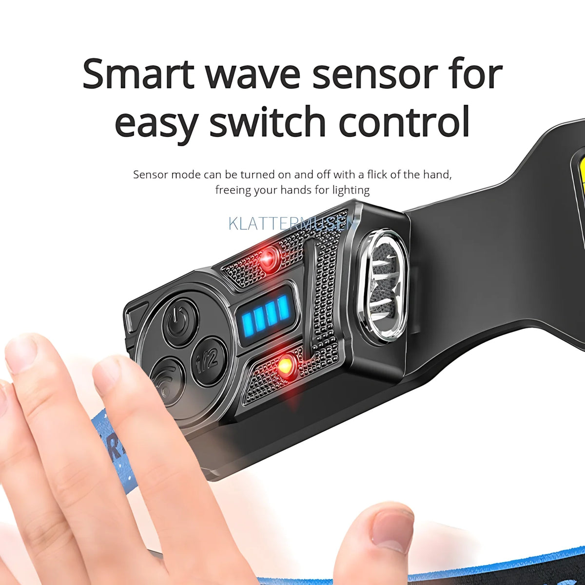 Wave Sensor Headlamp – 2400mAh USB Rechargeable