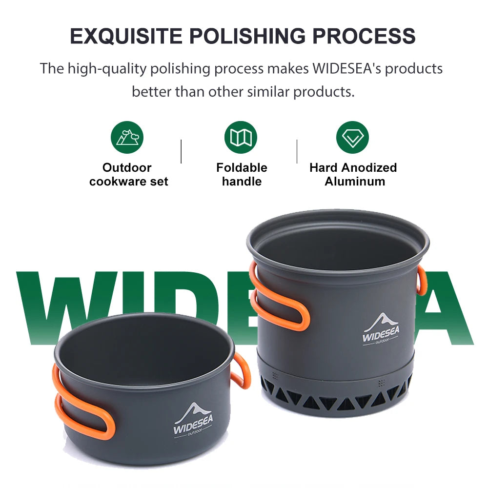 Widesea Outdoor Camping Pot Set – 1.3L & 2.3L Lightweight Cookware for Travel & Hiking