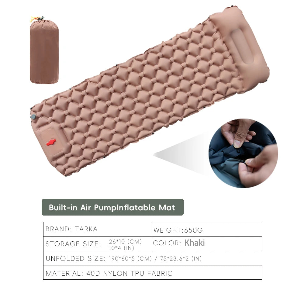 TARKA Inflatable Camping Mat with Pillow