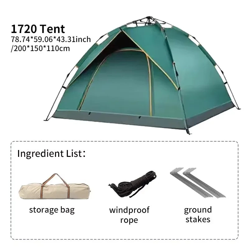 Fully Automatic Quick‑Opening Tent – 2 to 4 Person, Sunblock & Insect‑Proof
