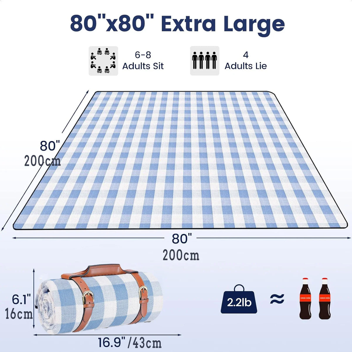 Waterproof Foldable Picnic Blanket – Large Mat for 8 Adults, Camping, Park, Grass & Indoor Use