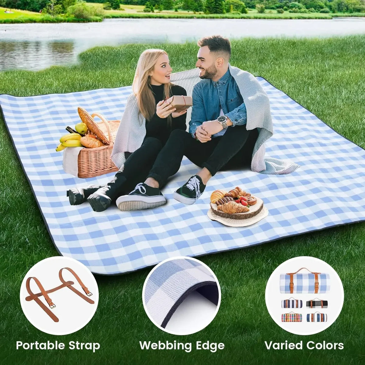 Waterproof Foldable Picnic Blanket – Large Mat for 8 Adults, Camping, Park, Grass & Indoor Use