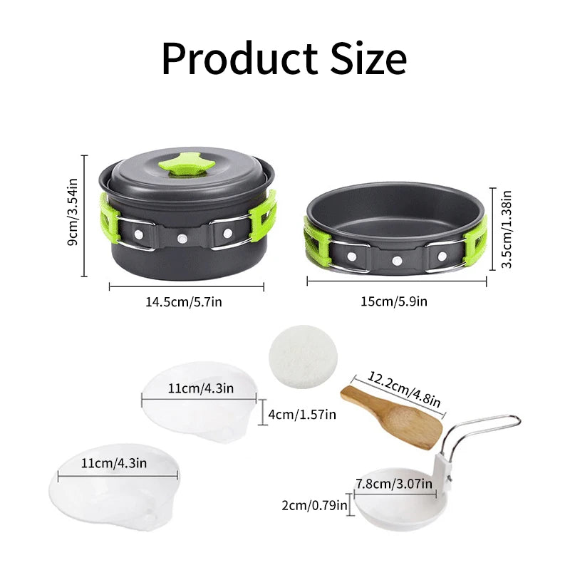 Camping Cooking Kit with Tableware & Storage Bag