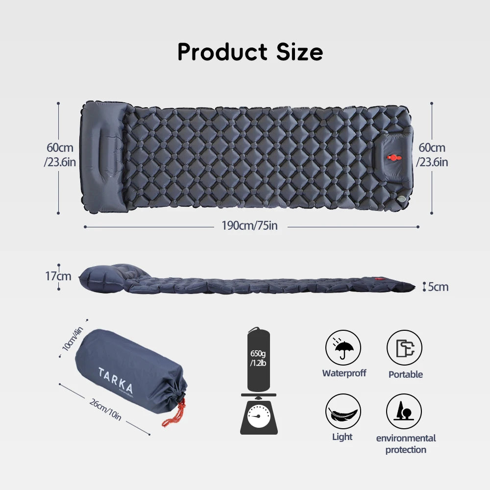 TARKA Inflatable Camping Mat with Pillow